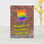 5e verjaardag: Fun Graffiti-geïnspireerde regenboo Kaart (Gele Bloem)