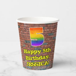 5e verjaardag: Fun Graffiti-geïnspireerde regenboo Papieren Bekers