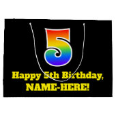 5e verjaardag ~ Fun, kleurrijk, levendig, regenboo Groot Cadeauzakje (Achterkant)