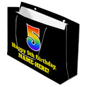 5e verjaardag ~ Fun, kleurrijk, levendig, regenboo Groot Cadeauzakje (Voorkant Gekanteld)