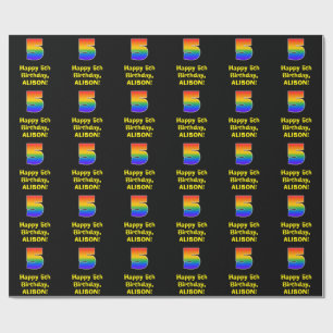 5e verjaardag: Fun, kleurrijke regenboog geïnspire Cadeaupapier