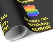 5e verjaardag: Fun, kleurrijke regenboog geïnspire Cadeaupapier (Rol Hoek)