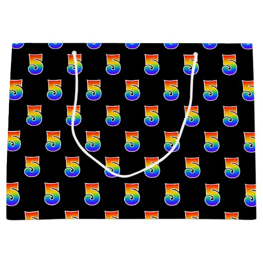 5e verjaardag: Fun Rainbow Event Number 5 Pattern Groot Cadeauzakje (Voorkant)
