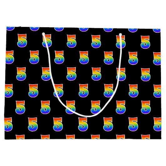 5e verjaardag: Fun Rainbow Event Number 5 Pattern Groot Cadeauzakje (Achterkant)