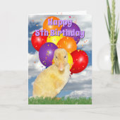 5e verjaardag gele, kleurrijke ballonnen kaart (Voorkant)