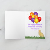 5e verjaardag gele, kleurrijke ballonnen kaart (Binnen)