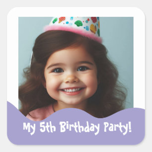 5e verjaardag Gepersonaliseerde foto Party Favorie Vierkante Sticker
