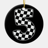 5e verjaardag geruite nummer 5 auto race vlag keramisch ornament (Voorkant)