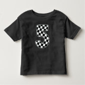 5e verjaardag geruite nummer 5 auto race vlag kinder shirts (Voorkant)