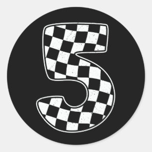 5e verjaardag geruite nummer 5 auto race vlag ronde sticker