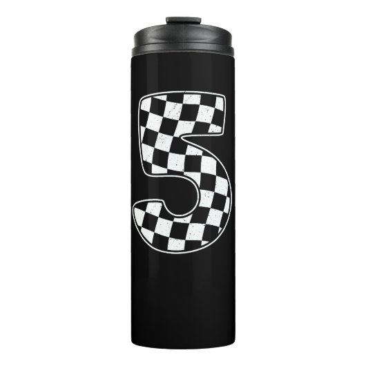 5e verjaardag geruite nummer 5 auto race vlag thermosbeker (Voorkant)