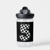 5e verjaardag geruite nummer 5 auto race vlag waterfles (Voorkant)