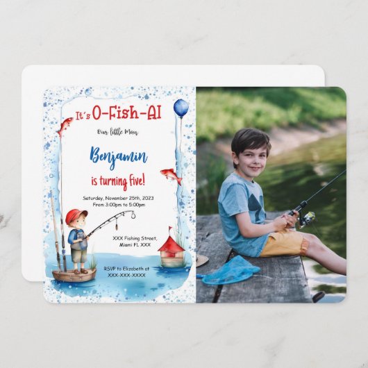 5e verjaardag Gevist foto Kaart (Voorkant / Achterkant)