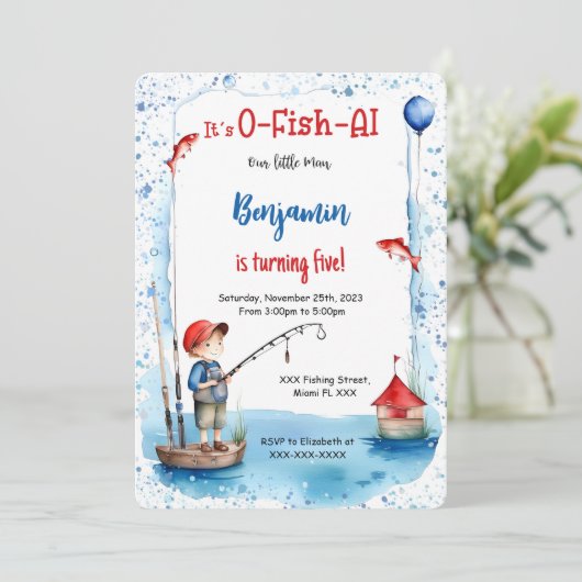 5e verjaardag Gevist Kaart (Staand voorkant)