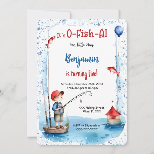 5e verjaardag Gevist Kaart (Voorkant)