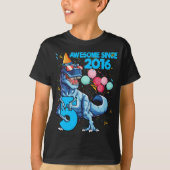 5e verjaardag Geweldige sinds 2016 Dinosaur T-shirt (Voorkant)