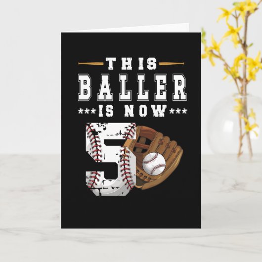 5e verjaardag Gift Baseball Player 5 jaar oude jon Kaart (Gele Bloem)