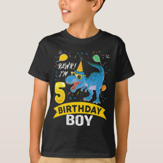 5e verjaardag Gift Boy T Rex Dinosaur 5 T-shirt