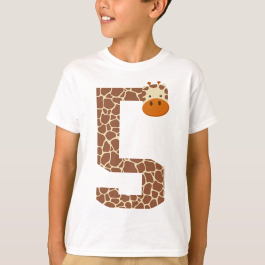 5e Verjaardag Giraffe Dier 5 Jaar Oude Jongens Kin T-shirt (Voorkant)