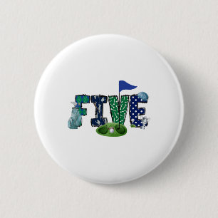5e Verjaardag Golf Theme Party Golf Girl Boy Birth Ronde Button 5,7 Cm