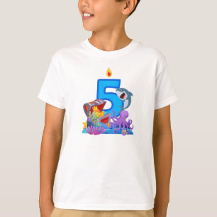 5e verjaardag Haai & Schat kist Oceaan Thema T-shirt