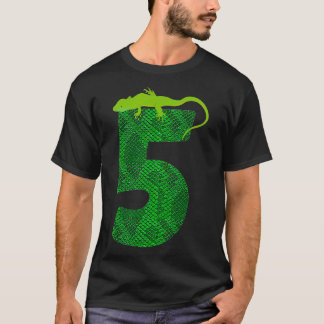 5e verjaardag hagedis 5 reptiel thema feest vijf j t-shirt