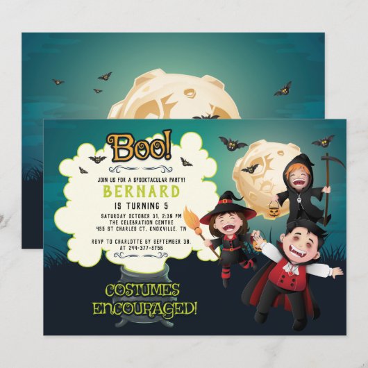 5e verjaardag Halloween Party Kaart (Voorkant / Achterkant)