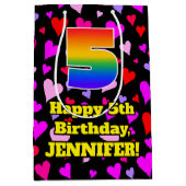 5e verjaardag: Het liefhebbende Kunstpatroon van d Medium Cadeauzakje (Voorkant)