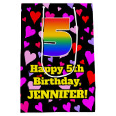 5e verjaardag: Het liefhebbende Kunstpatroon van d Medium Cadeauzakje (Achterkant)