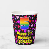 5e verjaardag: Het liefhebbende Kunstpatroon van d Papieren Bekers (Achterkant)