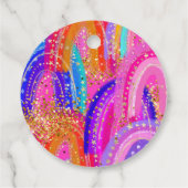 5e verjaardag hete roze regenboog pailletten meisj bedankjes labels (Achterkant)