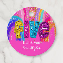 5e verjaardag hete roze regenboog pailletten meisj