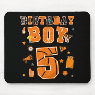 5e Verjaardag Jongen 5 Jaar Basketbal Party Vijf J Muismat