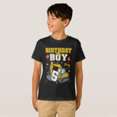 5e verjaardag jongen 5 jaar oud graafmachine drie t-shirt (Voorkant volledig)