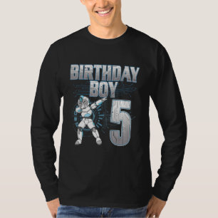 5e verjaardag jongen dabbing robot 5 jaar oud bday t-shirt