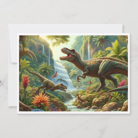 5e verjaardag jongen dinosaurus party uitnodiging (Achterkant)