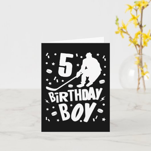 5e verjaardag Jongen Ice Hockey Kinder 5 jaar oud Kaart (Gele Bloem)