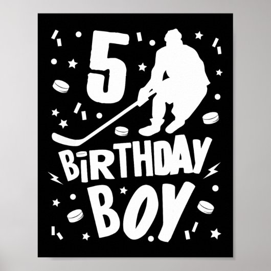 5e verjaardag Jongen Ice Hockey Kinder 5 jaar oud  Poster (Voorkant)