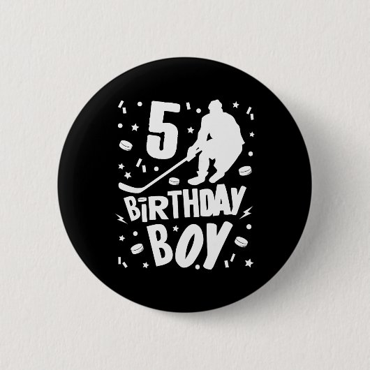 5e verjaardag Jongen Ice Hockey Kinder 5 jaar oud  Ronde Button 5,7 Cm (Voorkant)