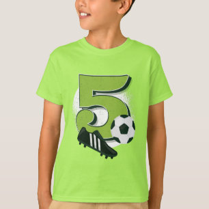 5e verjaardag Jongen Meisje Houdt van Voetbal Voet T-shirt