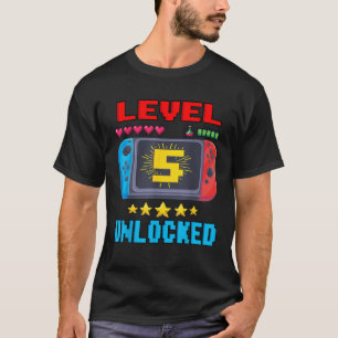 5e verjaardag Jongen Niveau 5 ontgrendelde videoba T-shirt