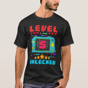 5e verjaardag Jongen Niveau 5 ontgrendelde videoba T-shirt