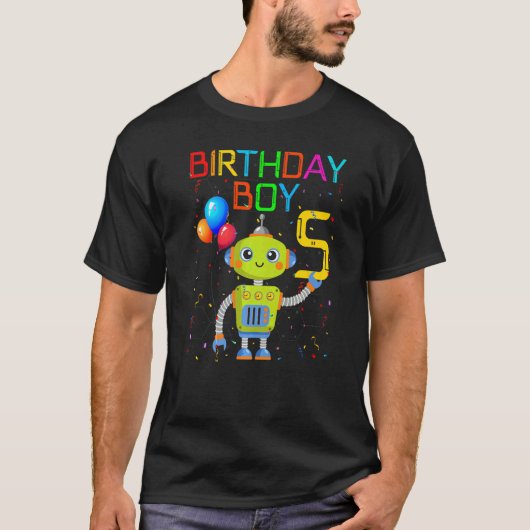 5e verjaardag jongen robotica 5 jaar oud robots th t-shirt (Voorkant)
