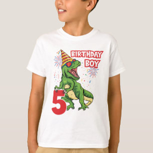 5e verjaardag Jongen T-Rex Dinosaur Kinderen  T-shirt