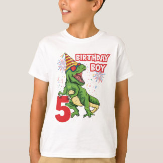 5e verjaardag Jongen T-Rex Dinosaur Kinderen  T-shirt