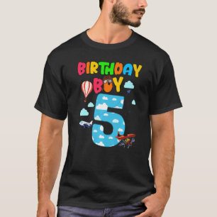 5e verjaardag jongen vliegtuigpiloot 5 jaar oud he t-shirt