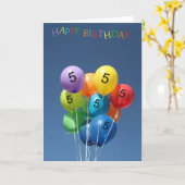 5e verjaardag Kaart gekleurde ballonnen (Gele Bloem)