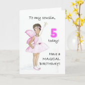 5e verjaardag Kaart voor een neef - Black Fairy (Gele Bloem)