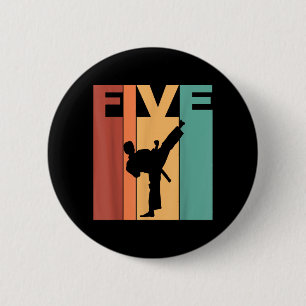 5e verjaardag Karate Taekwondo Thema 5 jaar oud Ronde Button 5,7 Cm