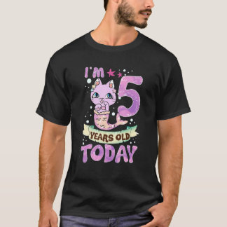 5e verjaardag kat meermin Mercat kitty cadeau meis T-shirt